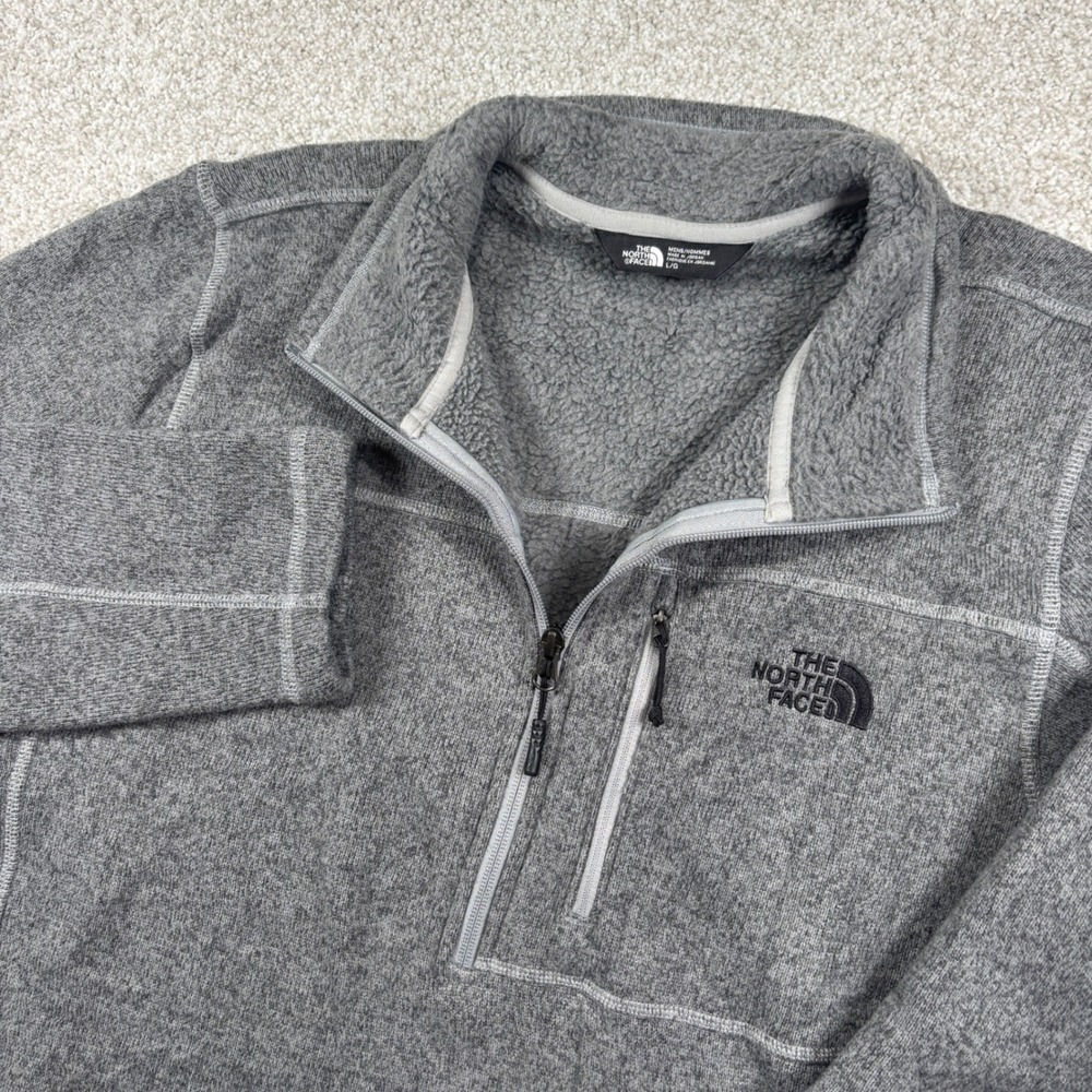 The North Face Gordon Lyons Pullover Mens L Gray 1/4 Zip Sweater Fleece 01475